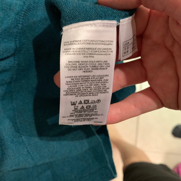 Men's Teal Brooks Brothers V-Neck Sweater - Picture 4 of 4